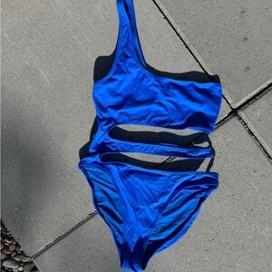 SKIMS SWIM ONE SHOULDER MONOKINI COBALT SMALL